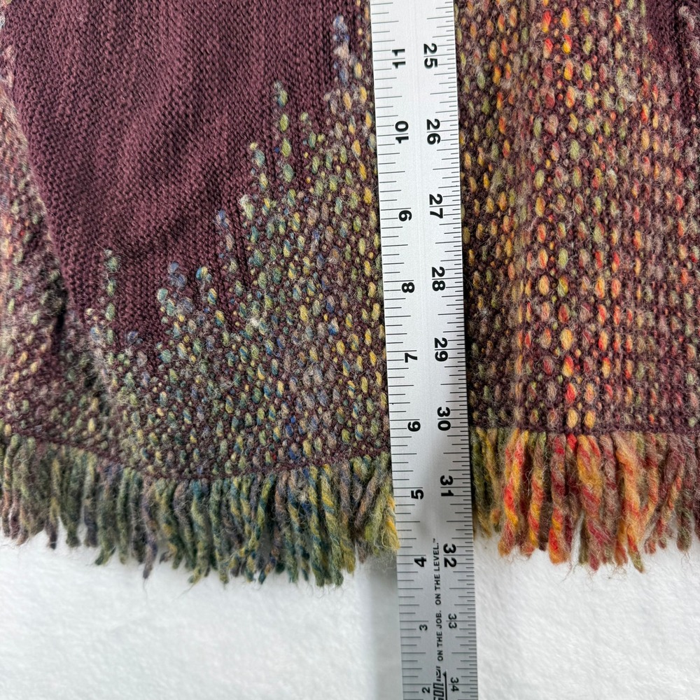 Moth Anthropologie Maroon Fringe Open Front Cardigan Space Dye Hem Small - Picture 4 of 10